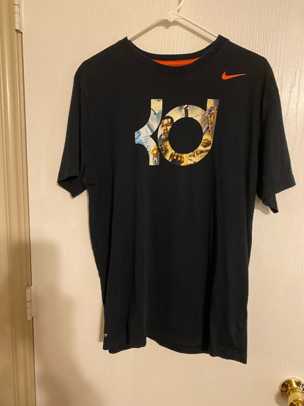 Nike Black Tee with Orange Swoosh and Multicolor KD Logo